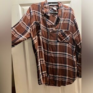 Thin brown long sleeve flannel